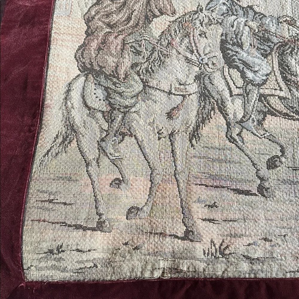 🇹🇷Turkish tapestry from the Grand Bazaar in Istanbul. Old Vintage. Velvet trim